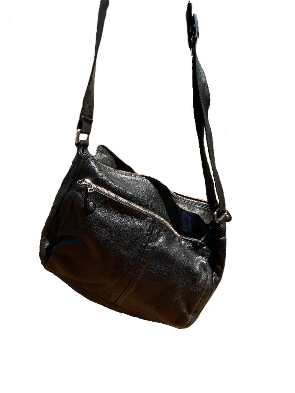 Roots Genuine Leather Crossbody Messenger Laptop Bag Black